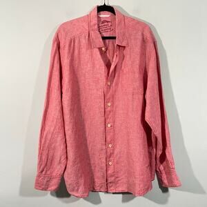 Relax by Tommy Bahama Men's Red 100% Linen Button Up Shirt Size XL